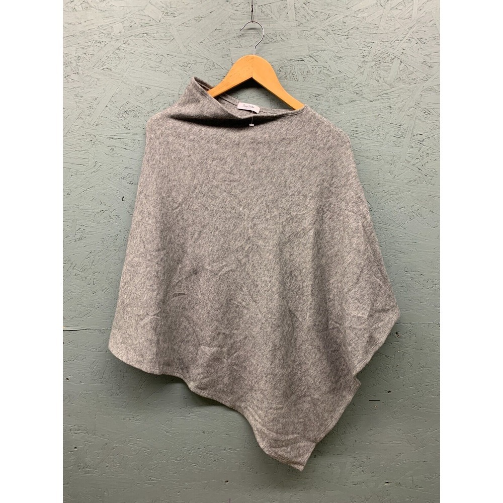 Jenny Boston Poncho Women’s One Size Gray Wool Blend Hooded Sweater‎ Casual